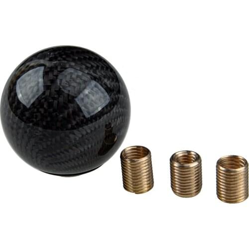 Universal Car Carbon Fiber Style Ball MT Gear Shift Shifter Stick Lever Knob With Adapter M12 M10 M8