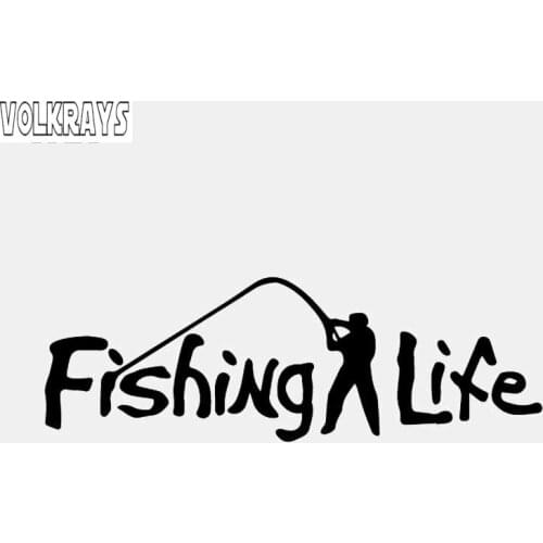 Volkrays Personality Car Sticker Fishing Life Accessories Reflective Vinyl Decal Lack/Silver for Passat B7 Kia Sorento,4cm*15cm