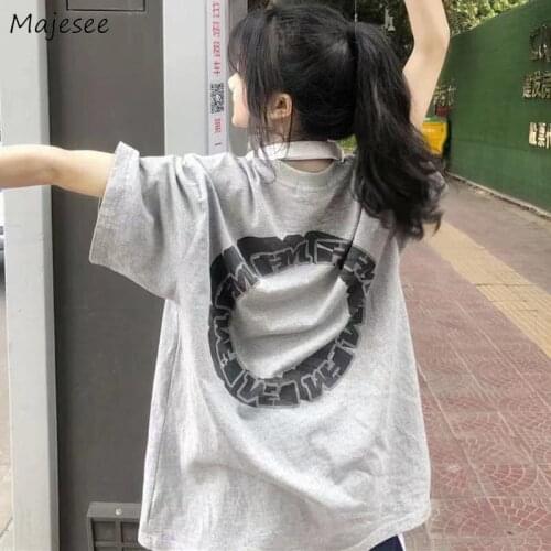 Short Sleeve T-shirts Women Casual Simple Comfort Korean Style Letter Loose All Match Design Trendy Summer College Tops Cool New