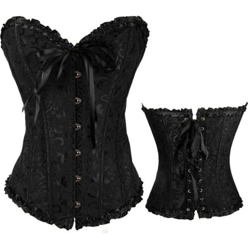 Solid Shapewear Sexy Gothic Underbust Corset Women Lace Body Waist Plus Size Corsets Slimming Belt Black Trainer Shapers XS-6XL