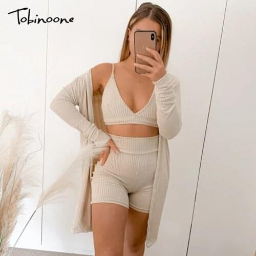 Tobinoone women fitness tracksuit 2 pieces set slim crop top + sporting leggings active wear outfits skinny stretch outwear
