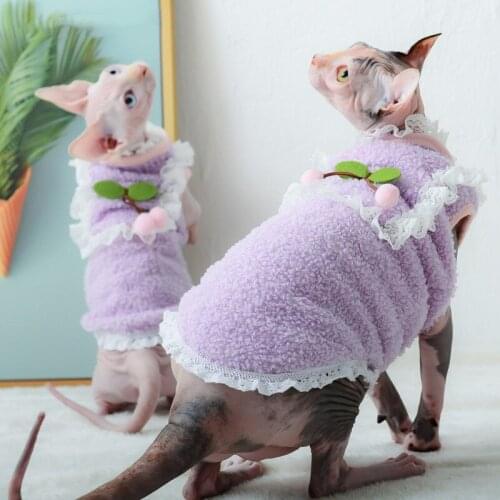 Pet Cat Clothes Winter Plush Warm Cat Coat Vest Kitty Sleeveless Short-footed Hairless Cat Clothes Hoodie