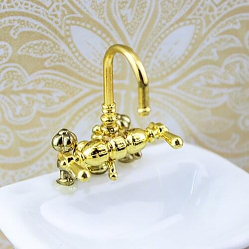 1/12 Doll House Miniature Alloy Bathtub Faucet Simulation Water Tap Model Toys for Mini Decoration Dollhouse Accessories