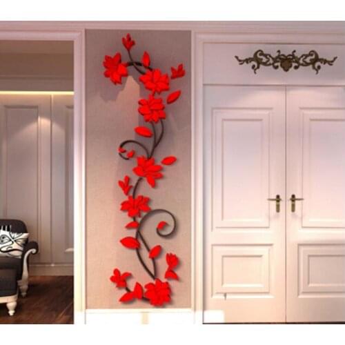 DIY 3D Wall Sticker Fashion Rose Flower Entranceway TV Background Wall Modern Decoration Crystal Three-dimensional Wall Stickers