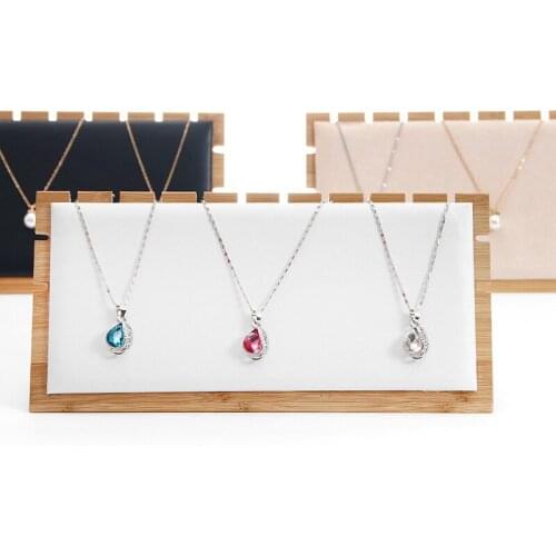 Bamboo+PU/Velvet Pendant Necklace Organizer Holder Jewelry Storage Rack Jewelry Display Stand Necklace Display Board