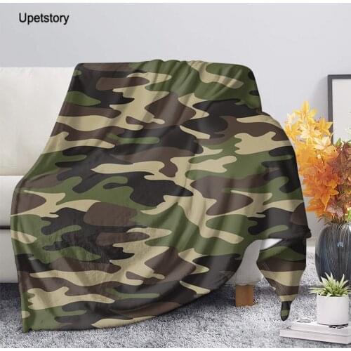 Upetstory Camouflage Printed Flannel Fleece Sherpa Blankets Soft Warmth Bed/Sofa Cover for Adults Kids Room Decoration