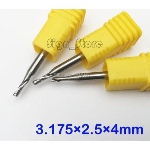 3.175mm*2.5mm*4mm Free shipping 10pcs/Lot CNC Tools 3.175mm Carbide Engraving Router Bit Single Flute Aluminum End Mill Cutter