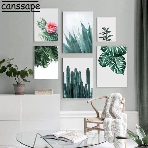 Tropical Plants Canvas Poster Cactus Print Green Leaf Wall Art Painting Flower Art Picture Nordic Living Room Wall Decoration