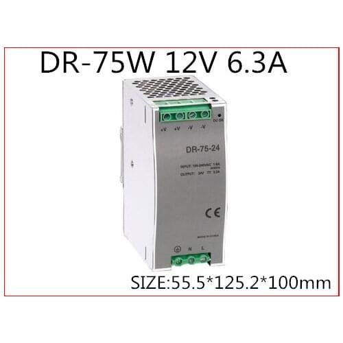 DR-75-12 Din Rail Switching power supply 75W 12VDC 6.3A Output