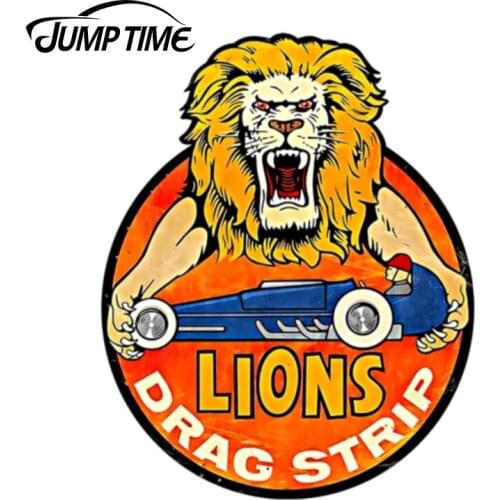 JumpTime 13cm x 10.4cm For Retro Lions Drag Strip Vinyl Sticker Car Waterproof Accessories Car Drifting Race Windows Decal