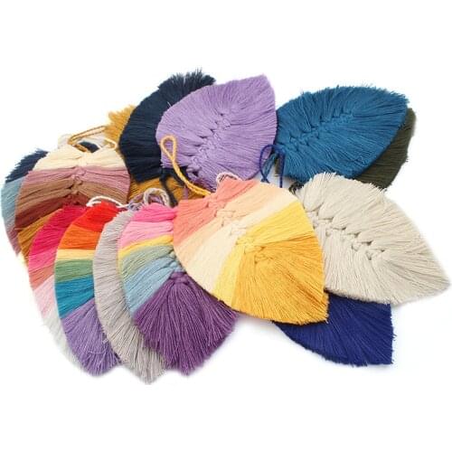2pcs Fashion Bohemia Mixed Large Leaf Shaped Tassels Garments Bag Decorative Accessories Craft Cotton Tassels