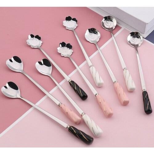 Coffee and Dessert Spoons Sugar Spoons Ice Cream Spoon Stirring Spoon Tea Spoons Milkshake Scoops ​for Tableware Kitchen