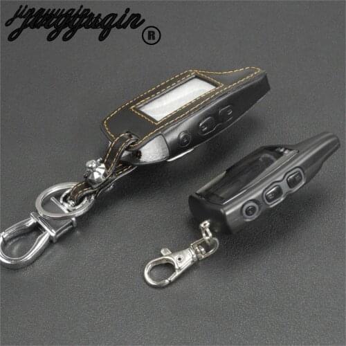 Jingyuqin Leather Case Fob Alarm System Remote Control Cover Keychain for TAMARACK PANDORA LCD D073 DXL 3100/3170/3300 i-mod