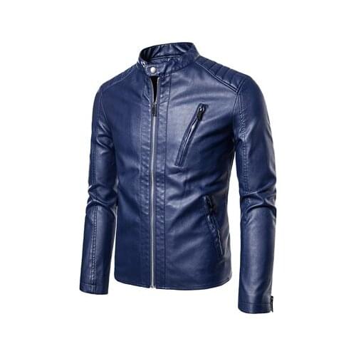 Mens Jacket Fashion Mens Vintage Leather Jackets Casual Faux Leather Motorcycle Jackets Male Biker Zipper Pockets Coats