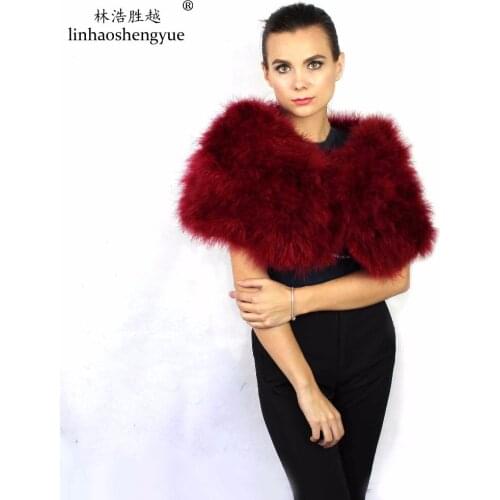 Linhaoshengyue 2017 Ostrich hair fashion women shawl long 130cm freeshipping fashon