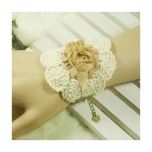 Fashion Retro Handmade Gothic Jewelry Woven Flowers Wrist Bracelets Bangles For Women Free Shipping