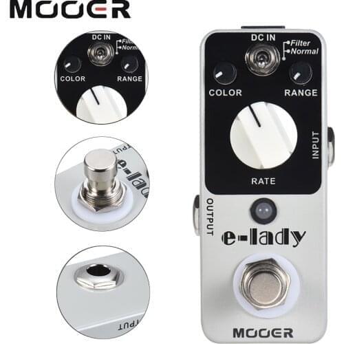 MOOER E-Lady Guitar Effect Pedal Distortion Pedal 2 Modes Processor 2 Classic Analog Flanger Guitar Pedal True Bypass Parts