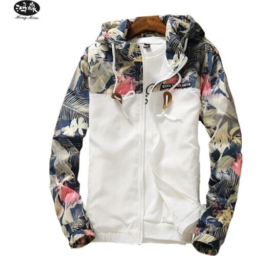 Floral Bomber Men Jacket Hip Hop Slim Fit Flowers Pilot Bomber Jacket Coat Mens Hooded Jackets Plus Size L-4XL Optional