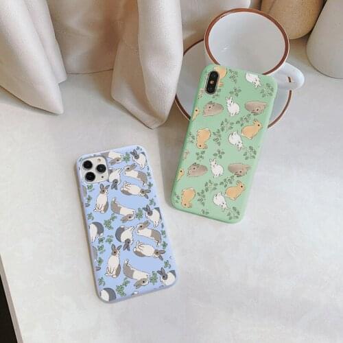 Cartoon Cute Rabbit Animal Phone Case for iphone 11 12 Pro Max 6s 7 8 plus SE 2020 X XS MAX XR Back Soft Silicone Cover Fundas