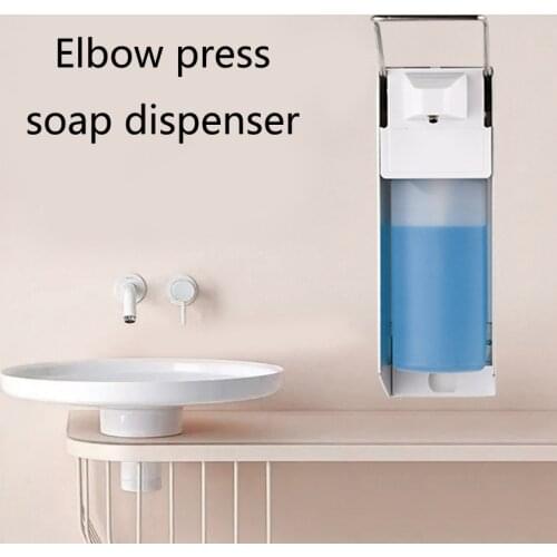 Wall-mounted Disinfectant Elbow Pressure Manual Soap Dispenser Drip Type 500ml/1000ml Press Pump for Kitchen Bathroom