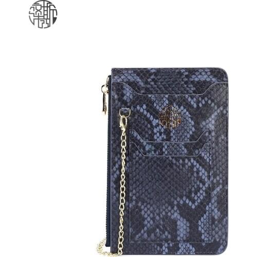 Zenos New Fashion Cell Phone Bag Snake SKin Pu Leather Mini Bags With Detachable Chain Crossbody Strap Zipper Bag