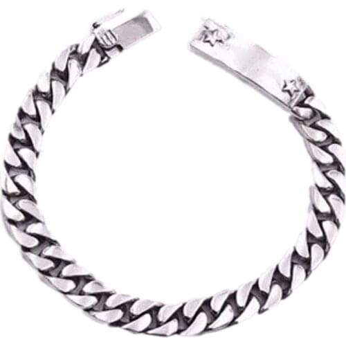New star tank chain 7MM bracelet Korean version of heavy industry 925 silver braided female bracelet s925 silver woman bracelet
