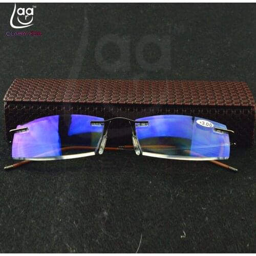 Titanium Frame Ultra Light Memory Grey Frame Coating Lenses Men Women Rimless Reading Glasses 0.75 1 1.5 1.75 2 2.25 To 4