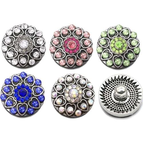 Wholesale 098 Cross 18mm 20mm rhinestone metal button for snap button Bracelet Necklace Jewelry For Women Silver jewelry