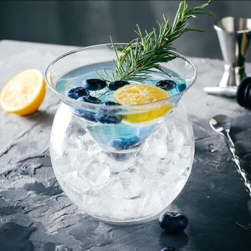 Distinctive Molecular Mixology Iced Cocktail Crystal Glass Bar Saloon Party Martini Drinking Cone Spherical Wine Cup Set