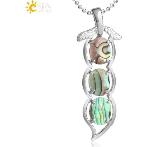 CSJA Natural Abalone Shell Sword Shaped Pendants Necklaces Leaf Oval Colorful Shells Charm Beach Party Summer Women Jewelry G064