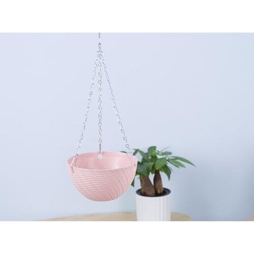 Hanging Basket Pot Garden Plant Chain Planters Decoration Plastic 16x10cm SCVD889
