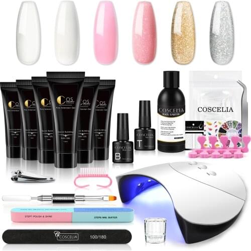 COSCELIA Poly Nail Gel Set Extensions Kit Quick Building Set Cat Eye UV Nail Gel Crystal Builder All For Manicure Nail Art Tool