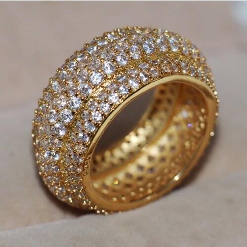 Size 5-11 Handmade chongcong Luxury Jewelry 10KT Yellow Gold Filled Pave 5A CZ Zirconia Women Engagement Band Finger Ring Gift