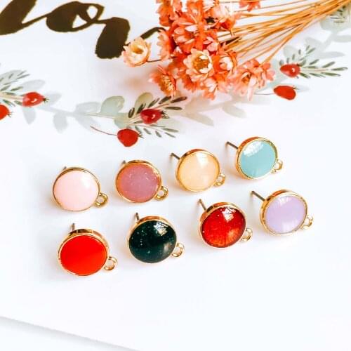 Multicolors Stud Earrings Finding Simple Eardrop Accessories Jewelry Component Diy Material Handmade 11x14mm 1pcs