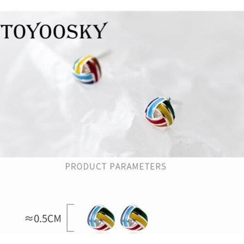 S925 Stamp Real Sterling Silver Cute Colorful Semicircle Shaped Mini Earrings For Women Girls Jewelry Gift Anti Allergy