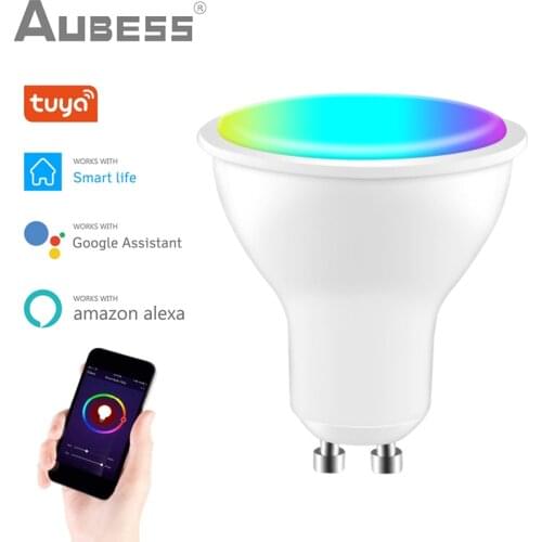 AUBESS Tuya GU10 WiFi Smart Light LED Bulbs RGB+CW 4W Dimmable Lamps Smart Life App Remote Contro Work with Alexa Google Home