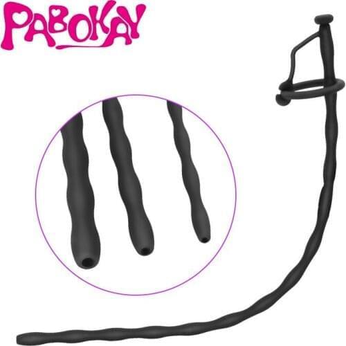 Adult Male Super-long Silicone Horse Eye Atimulating Urethral Bar Hollow Guide Blocking Urethral Dilator