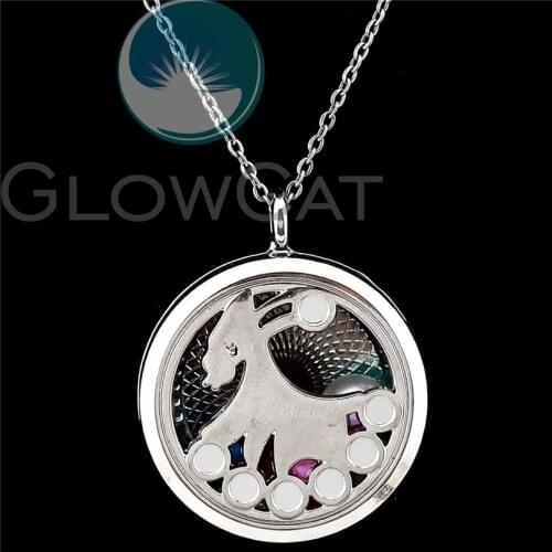 Yoga OM Locket Steel Chains Essential Oil Aromatherapy Diffuser Perfume Locket Pendant Necklace R-K1197