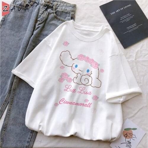 New Women Y2k Casual Loose Oversized T Shirt Cartoon Rabbit Printed Three Quarter Sleeve Tees Tshirts Female Streetwear Fashion