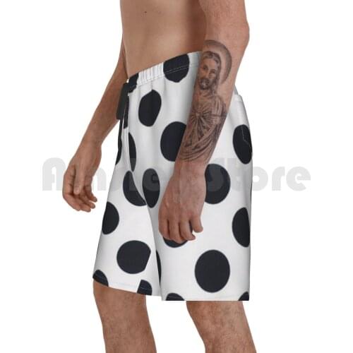 White With Black Dots Beach Shorts Men Beach Pants Swim Trunks Black White Dots Misskris766