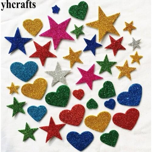 1bag/LOT.Glitter star heart foam stickers Creative activitity items Early learning educational toys Kids room decoration DIY