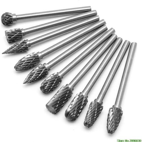 New 10Pc 1/8" 6mm Tungsten Carbide Cutter Rotary Burr Set CNC Engraving Bit Tool