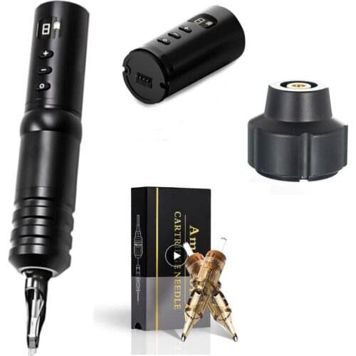 2021 Wireless Tattoo Machine Pen Brush Coreless Motor Replace Battery Fast Charging Ambition Cartridge Needle RCA Adapter Kit