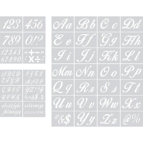 NEW 40pcs Reusable Plastic Art Craft Alphabet Stencils with Calligraphy Font Upper and Lowercase Letters