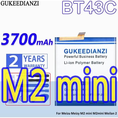 GUKEEDIANZI BT43C 3700mAh Replacement Mobile Battery For Meizu Meizy M2 Mini M2mini Meilan 2 Stable Phone Li-polymer Battery