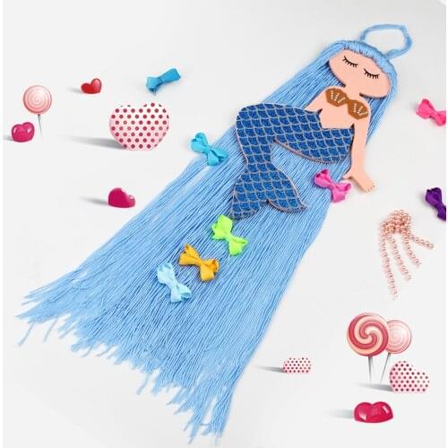 Girls' Hair Bows Mermaid Storage Belt Barrette Hairband Organizer Kids Hair Clip Hair Holder Rainbow Color DIY Hair Accessories