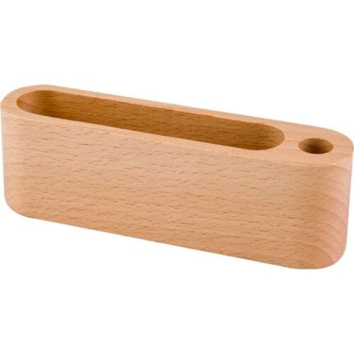 Black Walnut Beech Wood ID Name Cards Stand Office Desk Wooden Business Card Holder Organizer Pen Storage Box G88D