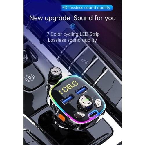 D2TB Colorful FM Transmitter Car Modulator USB Hands-free Charinging Call Answeing Hanging Up with Microphone