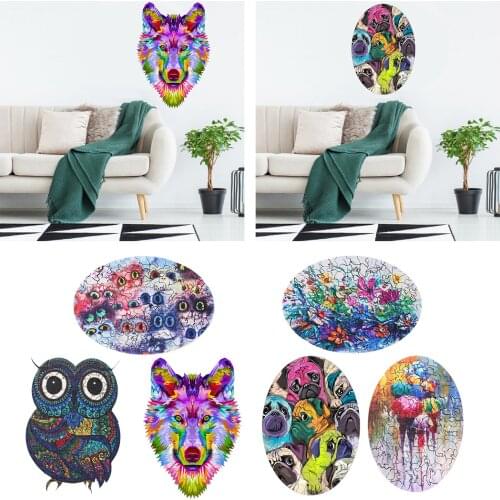 Wooden Jigsaw Puzzles Animal, Wooden Puzzle Pieces for Adults and Kids, Puzzle Games Unique Shape 7.9x5.5inch