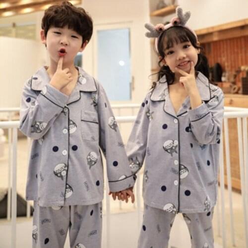 Kids Pajamas Sets Girls Cartoon Pattern Night Suit Children Sleepwear Pyjamas Boys Cotton Nightwear 2-13Y Teens Clothes Homewear